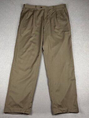 Brioni Ortisli Super 140s Wool Dress Pants Beige Pleated Italy 54R Men's